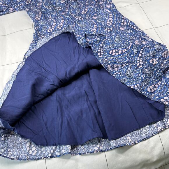 J. Crew Liberty Dress Women 2 Blue Sweetheart Long Sleeve Mini Bourton Bloom New - Picture 9 of 15